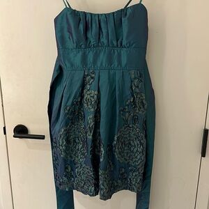 Teal Purple Ombre Floral Detailed Mini Dress